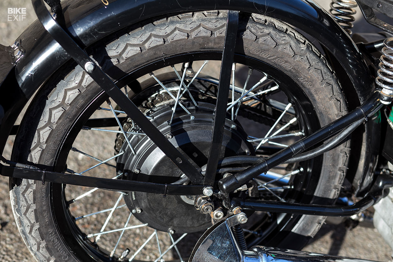 Custom Velocette hybrid motorcycle